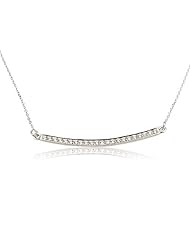 Bar Necklace Horizontal Bar Pendant with Swarovski- Silver Bar Pendant 1.6" in Length