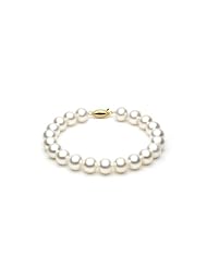 14KT Yellow Gold Beautiful 8.0-8.5mm Round White Freshwater Pearls make up this Stunning Bracelet.