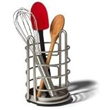 Euro Large Utensil Holder (Satin Nickel) (8.5H x 5.9W x 5.9D)