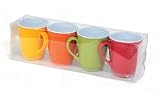 Quest Rainbow Melamine Mugs (Set of 4, mixed colours,10cm H)