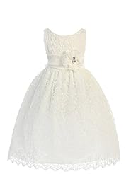 Girls Tea Length Lace Sleeveless Pageant Dress 