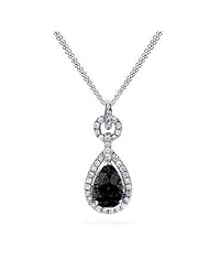 2.37Ct Pear Cut Black Diamond & Diamond 18k Gold Pendant