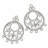 Image of Sterling Silver Filigree Hoop Chandelier Earrings 29mm