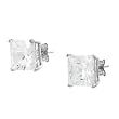 Sterling Silver 9mm Square CZ Basket Stud Earrings