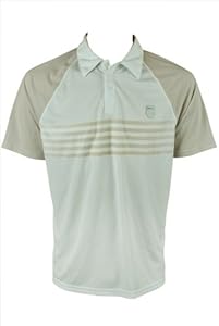 K Swiss Mens White Beige Stripe Short Sleeve Mesh Polo Shirt M
