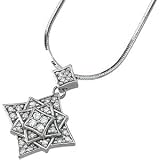 14K White Gold Diamond Pendant On 18 Inch Diamond Cut Snake Chain