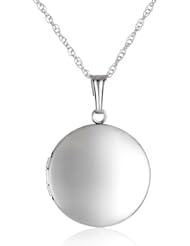 14k White Gold Round Polished Locket Pendant Necklace, 18"