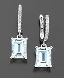 14k White Gold Aquamarine (2 ct. t.w.) & Diamond (1/10 ct. t.w.) Earrings