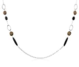 Sterling Silver Black Onyx and Smoky Quartz Long Necklace, 32"