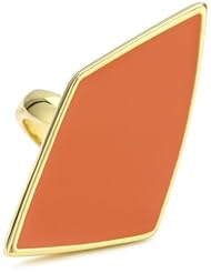 Belle Noel Enameled Asymmetrical Diamond Shaped Tangerine Enamel Ring