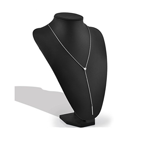 Rana Jabero Long Silver Lariat Y-Necklace Chain Bar Necklace - Plated
