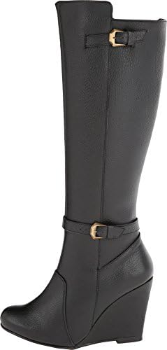 Fitzwell Women's Wedgy Dress Wide Calf Black Leather Boot 8 M