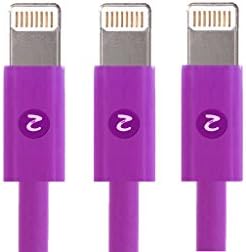 Zenotech 3 x PCS Cable Data Charging 3 Ft iOS 8 Lightning cable for iPhone 6, 6 plus, 5, 5S, 5C iPad Lightning USB Charger Cable Data Sync 1 meter - iOS 8 Compatible LM Purple