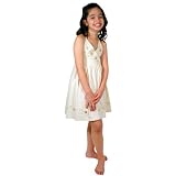 Palma City, Girl's Overlapping Hand-Embroidered Summer Dress With Elastic On The Back To Fit Perfectly. 100% All Natural Cotton