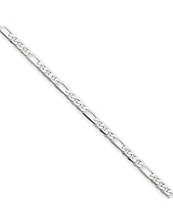 2.4mm, 14 Karat White Gold, Flat Figaro Chain - 8 inch