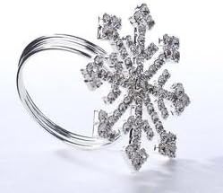 Set of 4 Christmas Holiday Rhinestone Crytal Snowflake Napkin Rings