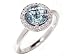 18k White Gold Blue Zircon & Diamond Ring Size 6 Ct.tw 2.50