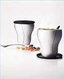 New MENU of Scandinavia Black Contour Thermo cups, coasters and latte spoons (set of 2)