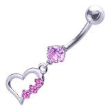 Bauchnabel-Piercing Schmuck Titan Stecker Herz Rosa