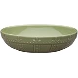 Signature Housewares Sorrento Collection 8-Inch Stoneware Pasta Bowl, Green Antiqued Finish