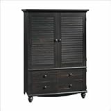 Distressed Antique Paint TV Armoire with Adjustable Shelves