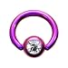 16 Gauge 1/4" Austrian Crystal Purple Titanium BCR Captive Ring