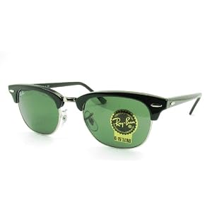 Ray Ban Sunglasses New Clubmaster RB2156 901 Black Crystal Green, 49mm