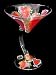 Valentine Treasure Design - Hand Painted - Sexy Martini - 7 oz. (curved stem)