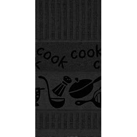 Buy Cook! Collection Solid Color Jacquard Terry Kitchen Dish Towel - Kay Dee Designs - Black by Kay Dee