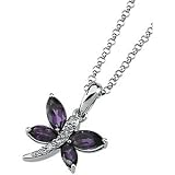 14K White Gold Amethyst & Diamond Necklace