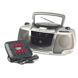 New AMPLIVOX Six-Station Listening Center/Boombox Gray Full Auto-Stop Cassettee Recorder