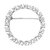 14K White Gold Diamond Circle Brooch - 1.40 Ct.
