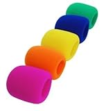 Bluecell 5 Pack Blue/Green/Yellow/Hot Pink/Orange Handheld Stage Microphone Windscreen Foam Cover + Bluecell Cable Tie
