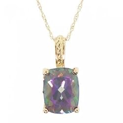 Mystic Fire Topaz Pendant & 18 Inch Necklace in Yellow Gold