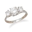 Rhodium Plated Ring With Three Round Clear Czs Two 3.5mm and One 6mm Size 5, 6,7,8,9,10