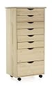 Ewins 8 Drawer Hobby, Craft, or Storage Mobile Pine Tower Cart - Office Storage