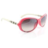 Retro Glam - Rose Chaud Et La Cr&egrave;me Avec Motif Transparente Sous L'?il Et Perle De M&eacute;tal- UV400 Lunettes De Soleil Pour Les Femmes Avec Chiffon Doux / Nettoyage De Cas