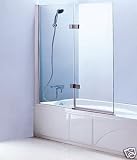 LineaAqua Baja 40 x 55 Frameless Bath Tub Enclosure Bath Tub Glass Screen with 2 Panel Folding Swing Door