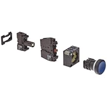 Siemens 3SB3251-0AA51 Pushbutton Unit, Flat Button, Momentary Operation, Illuminated, 110VAC/VDC Integrated LED, 1 NO + 1 NC Contact Type, Blue