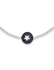 Sterling Silver Diamond & Sapphire Circle & Star Bracelet