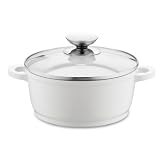 Berndes 032143 Vario Click Induction White Aluguss Kochtopf keramik mit Glasdeckel 20 cm, 2,3 l