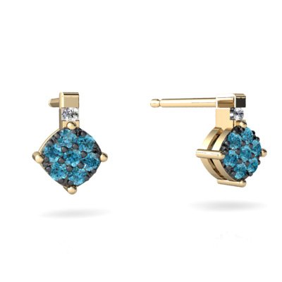 Yellow Gold Blue Diamond Earrings