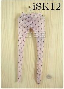 Doll IxTEE Blythe size black dot mesh tights Pale Pink isk12