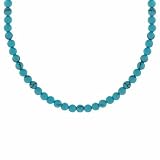 Sterling Silver 4mm Reconstituted Blue Turquoise Stone Bead Beaded Chain 15-19"" Necklace
