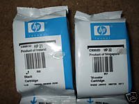 Genuine/Actual/Real HP print ink toner cartridge (1 black original hp21BK+ 1 color OEM HP22C)