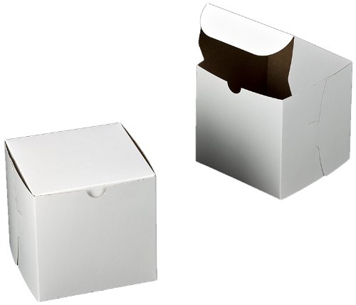 Dress My Cupcake Lock and Tab Square Cupcake Box with Lid, White/Brown, Set of 100