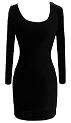 Sexy Full Length Scoop Neck Spandex Long Sleeves Jumpsuit/Mini Dress 