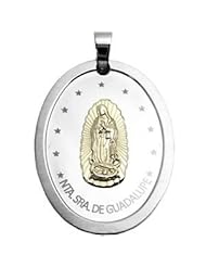 Stainless Steel & Sterling Silver Pendant with Guadalupe