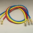 Yellow Jacket 21986 3-pak PLUS II 1/4" Charging Hoses with Double Barrier Protection 72" Standard Fittings