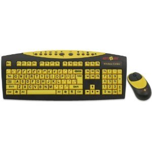 Keys-U-See® Wireless Keyboard and Mouse - Yellow Keys with Black Large Jumbo Print for Weak Vision or Dim Dark Light